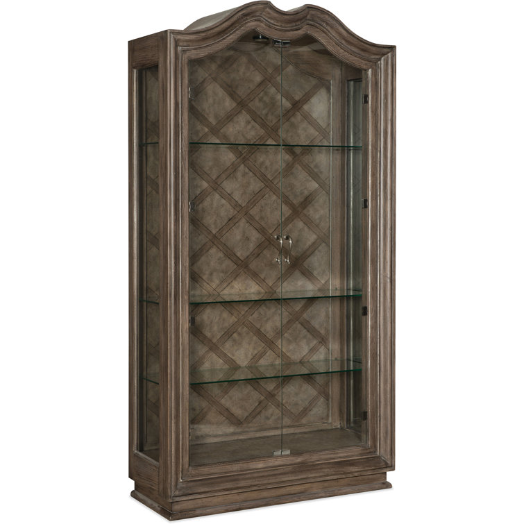 Gray Oak Traditional Display Cabinet with Glass Shelves