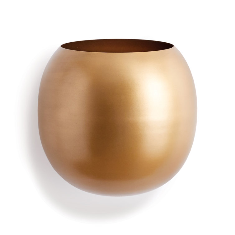Antique Gold Round Iron Wall Planter