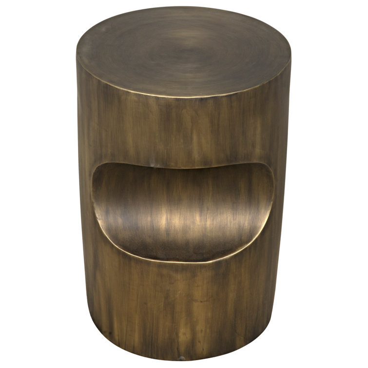 Round Aged Brass and Glass Side Table