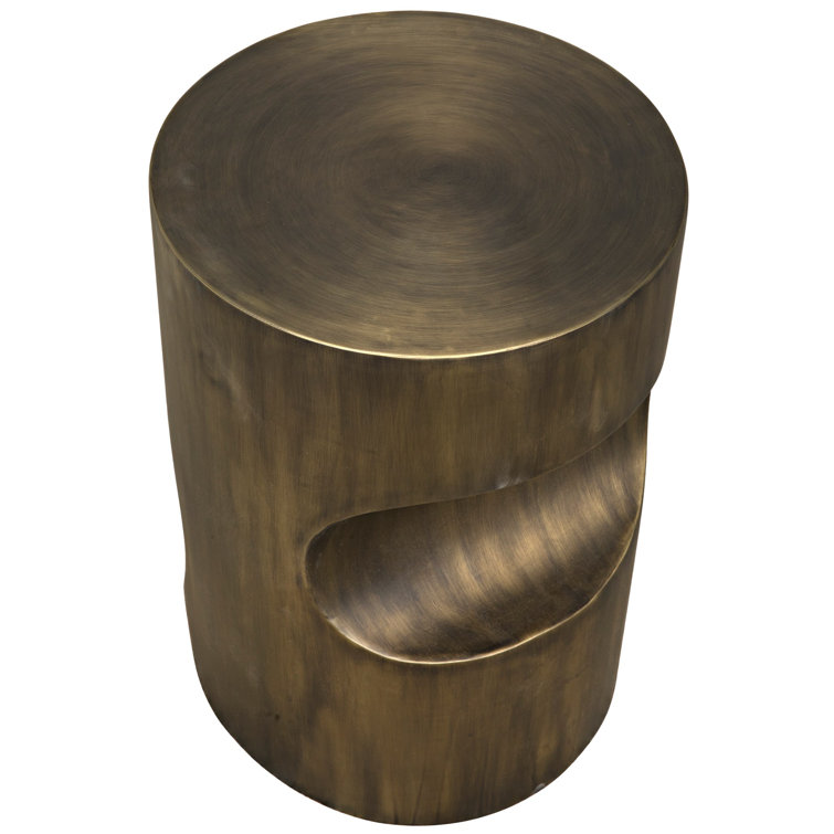 Round Aged Brass and Glass Side Table