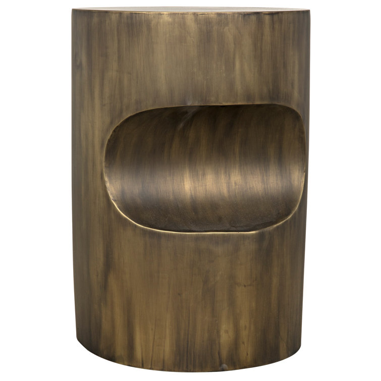 Round Aged Brass and Glass Side Table