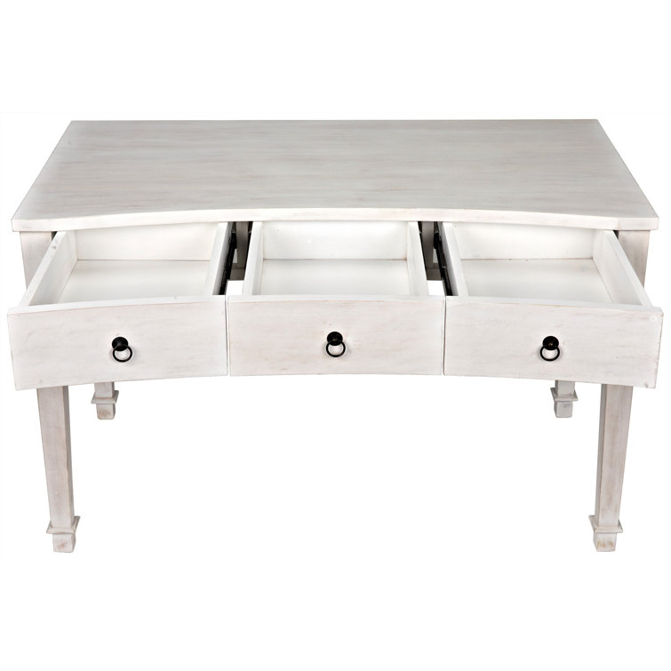 White Wash Solid Wood Writing Desk with Drawer