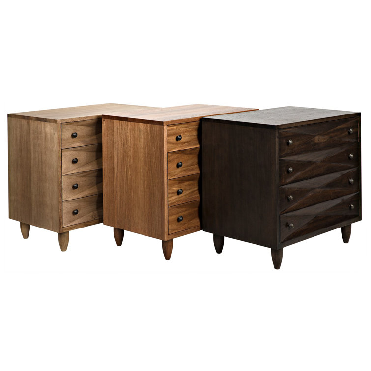 Mid-Century Diamond-Carved Dark Walnut Chest