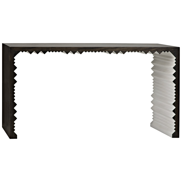Nelson 60'' Ebony Walnut and White Carved Detail Console Table