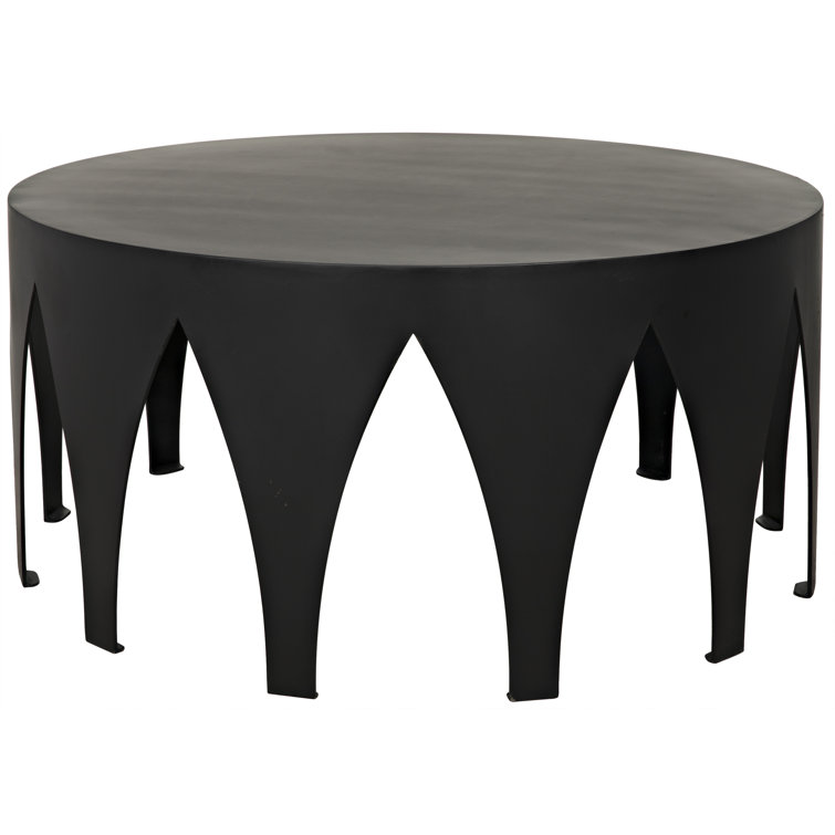 Noir Morocco Black Metal Round Coffee Table, 36"