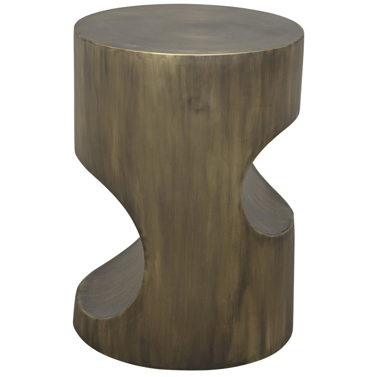 Round Aged Brass and Glass Side Table