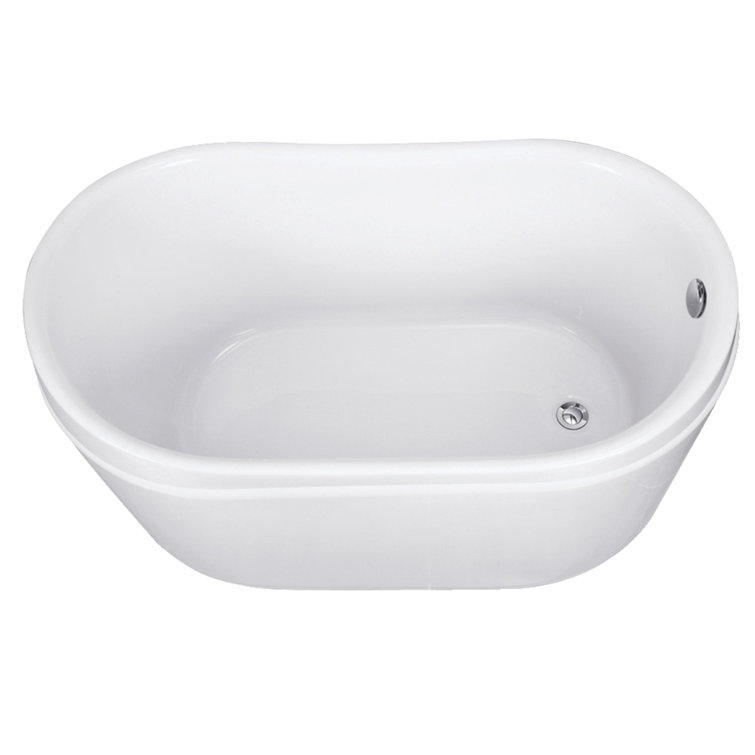52-Inch White Acrylic Freestanding Slipper Tub with Drain