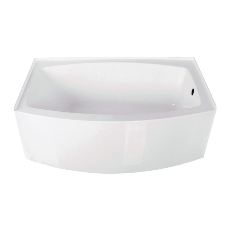 Aqua Eden 60-Inch White Acrylic Curved Apron Alcove Tub