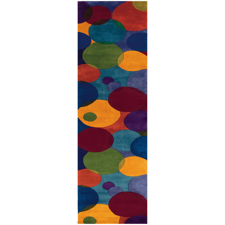 Handmade Multicolor Wool Abstract Runner Rug 2'6" x 8'