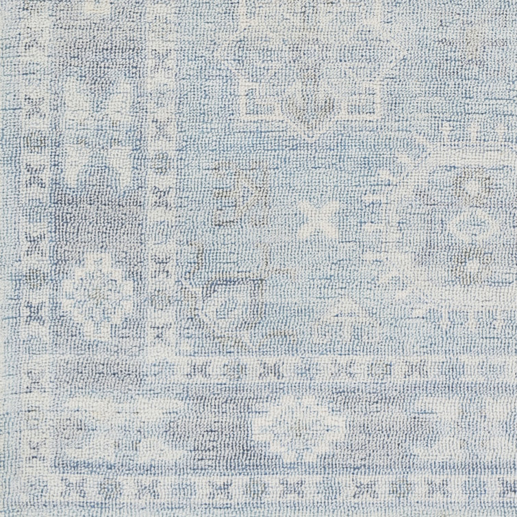 Blue Hand-Tufted Wool and Cotton 8' x 10' Area Rug