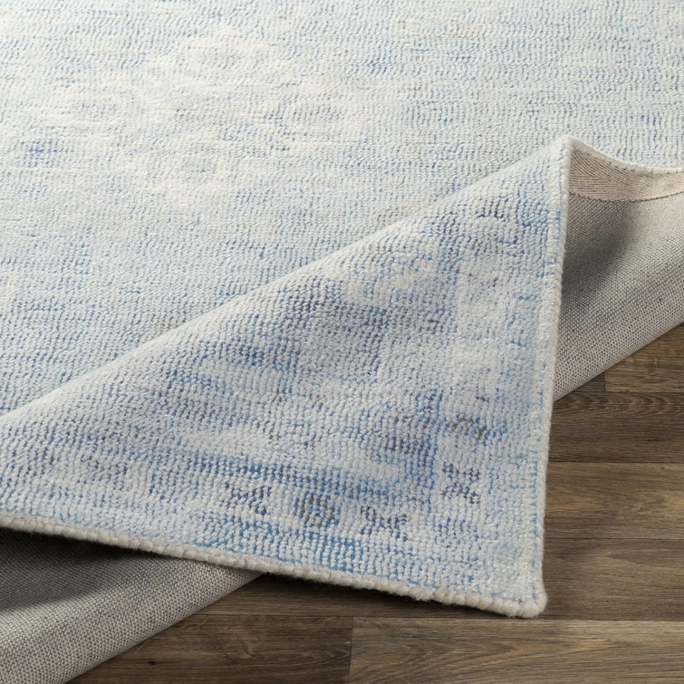 Blue Hand-Tufted Wool and Cotton 8' x 10' Area Rug