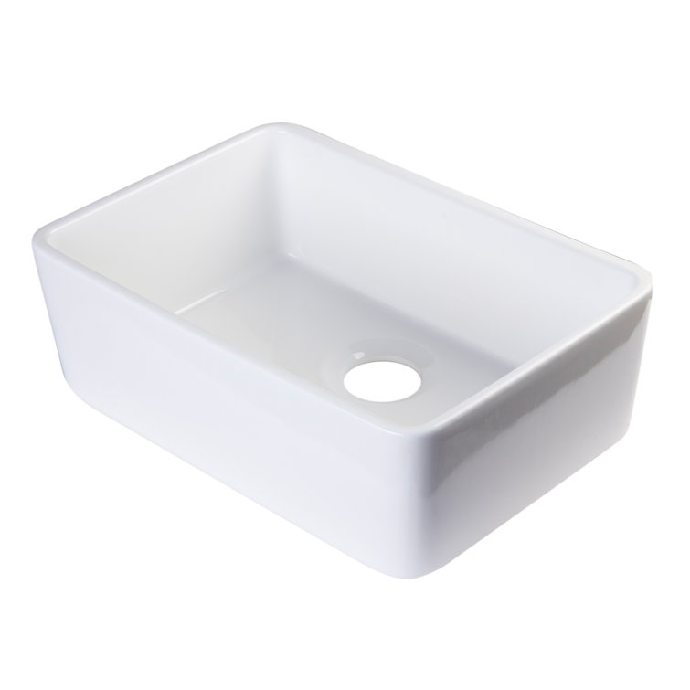 White Fireclay Farmhouse Apron Single Bowl Kitchen Sink