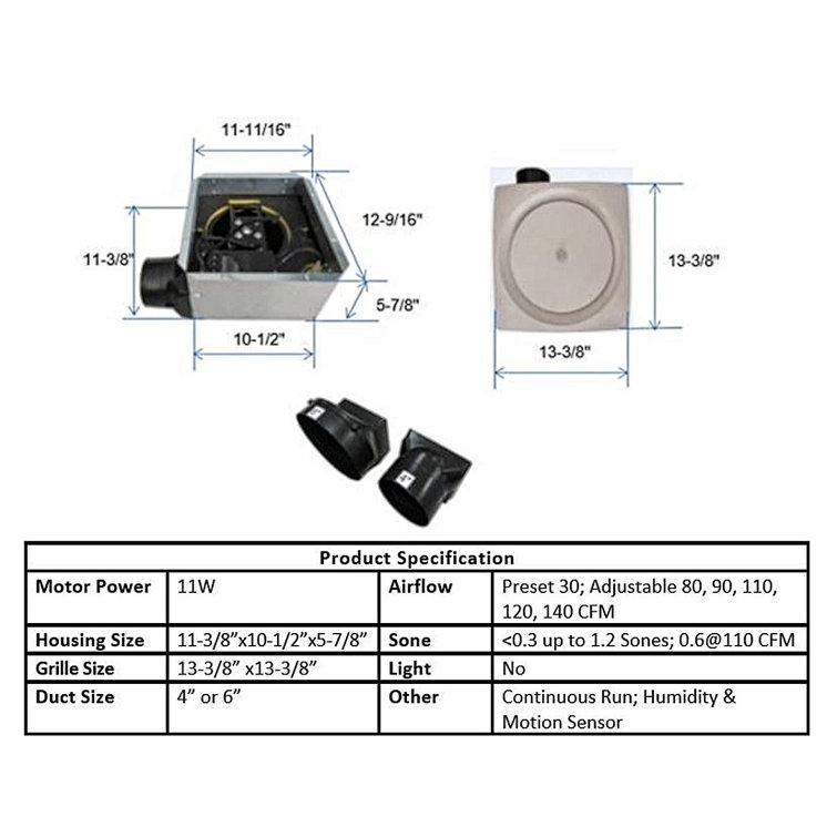 White Energy Star Ceiling and Wall Mount Bathroom Fan