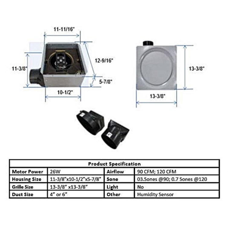 SlimFit True White Energy Star Bathroom Fan with Humidity Sensor