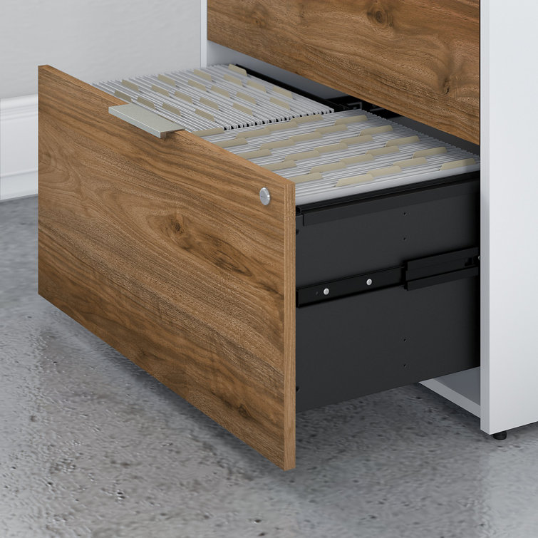 Jamestown 30'' White and Walnut Lockable 2-Drawer Lateral File Cabinet