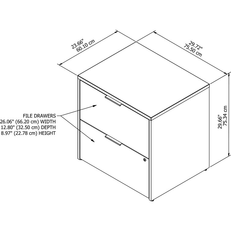 Jamestown 30'' White and Walnut Lockable 2-Drawer Lateral File Cabinet