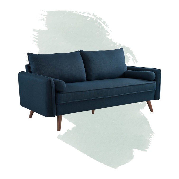 Azure Embrace 72'' Fabric Sofa with Splayed Wood Legs