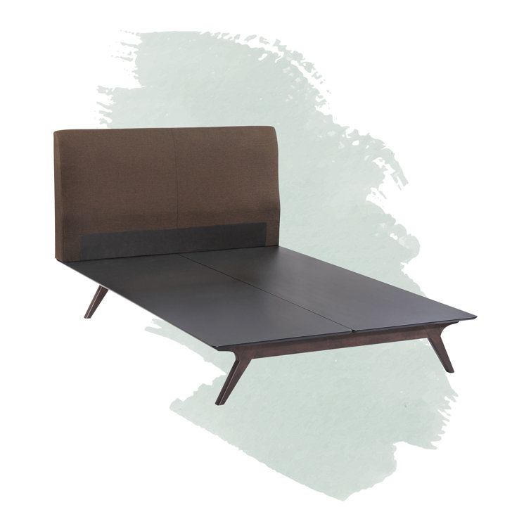 Mid-Century Toffee Brown Queen Bed with Tufted Headboard
