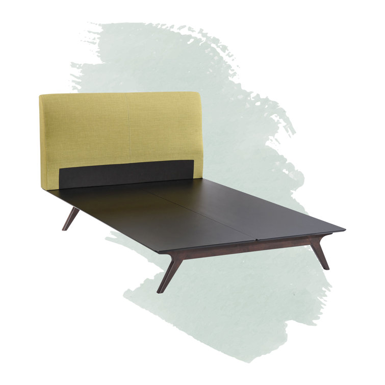 Tracy Full Cappuccino Gray Upholstered Wood Platform Bed