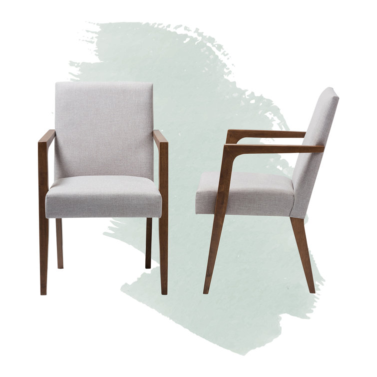 Andrea Mid-Century Modern Grayish Beige Leather Accent Chair