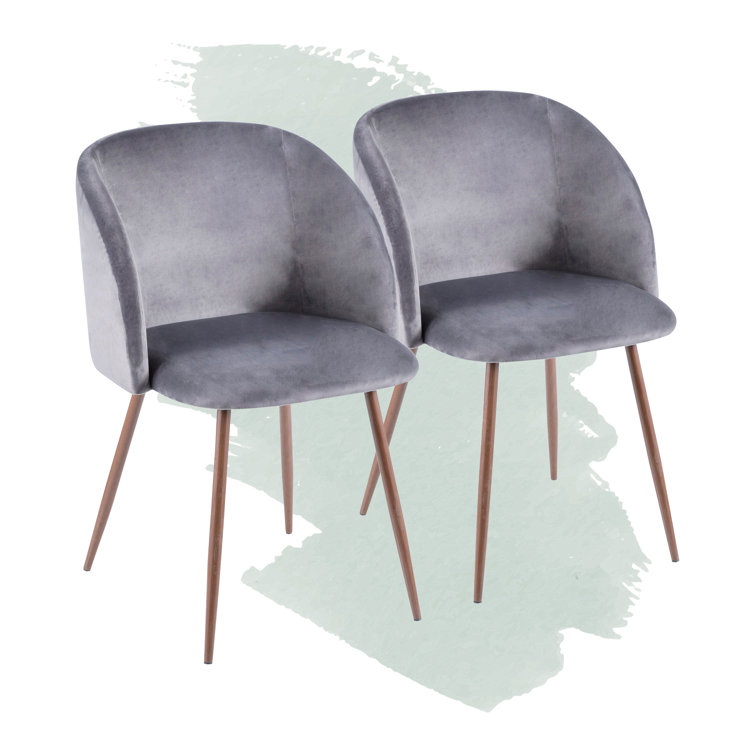 Gray Velvet Upholstered Parsons Side Chair with Metal Legs