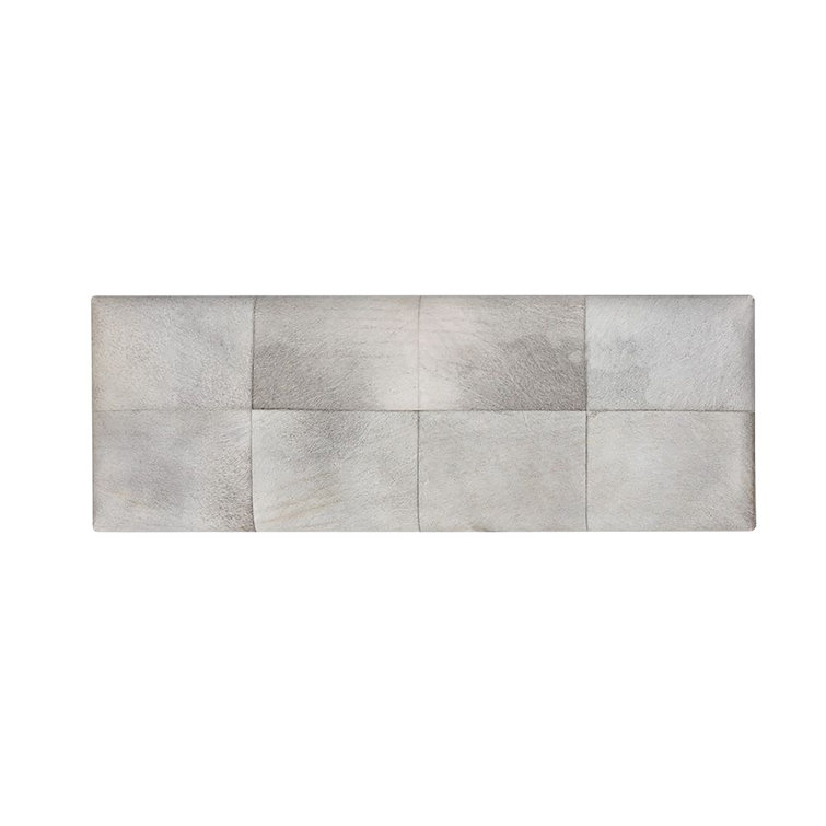 Transitional Gray Genuine Cowhide 52" Bench with Black Iron Frame