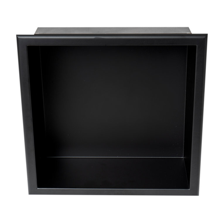 16" Black Matte Stainless Steel Wall Mount Shower Niche