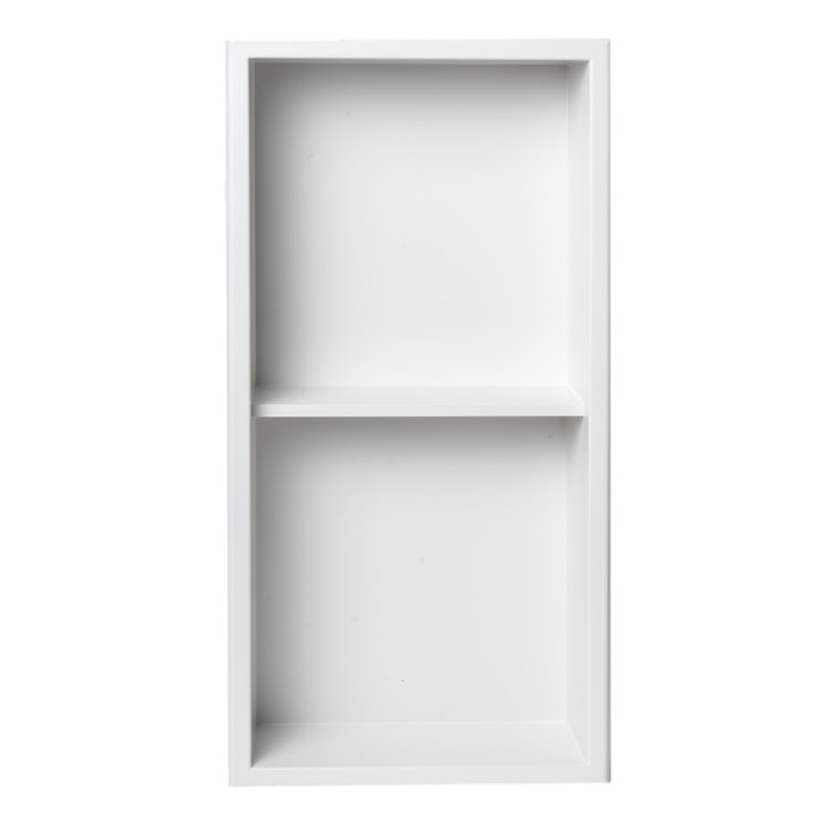 Matte White Stainless Steel Double Shelf Shower Niche
