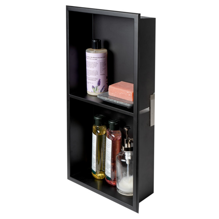 Black Matte Stainless Steel Double Shelf Shower Niche