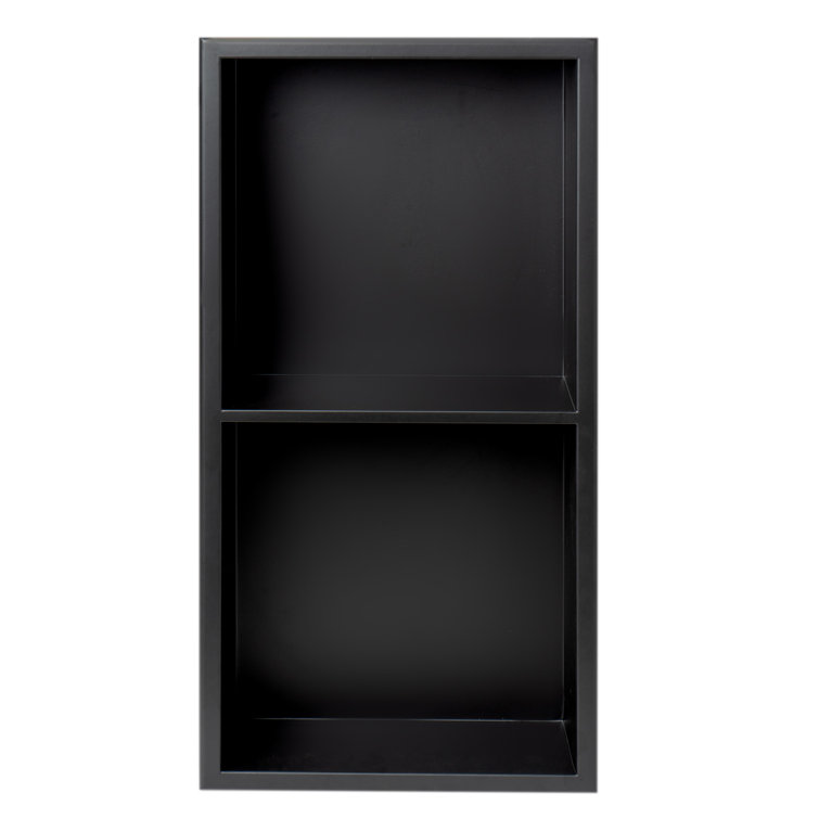 Black Matte Stainless Steel Double Shelf Shower Niche