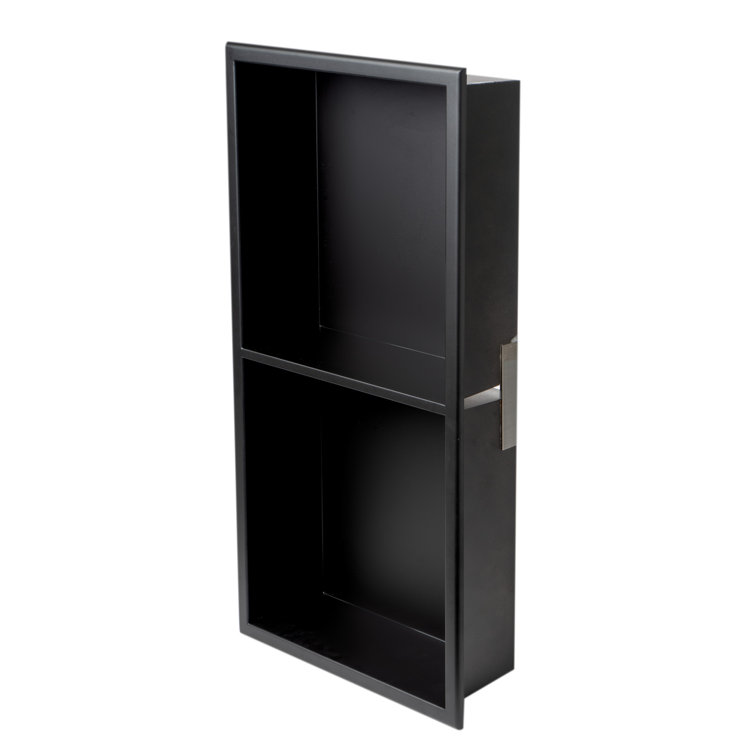 Black Matte Stainless Steel Double Shelf Shower Niche