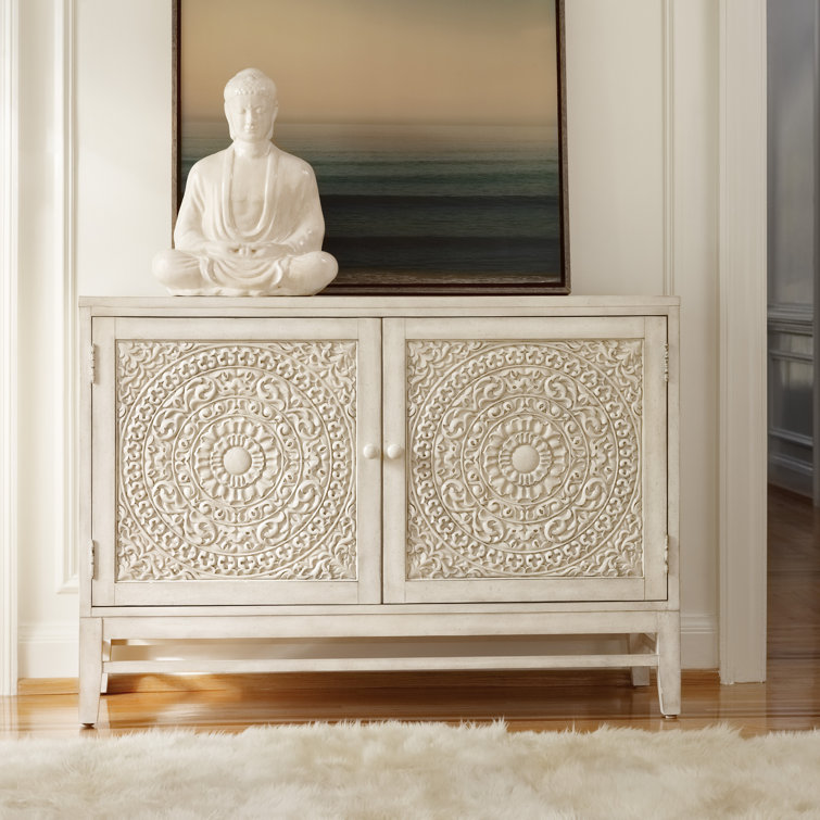 White Carved Wood Traditional Sideboard