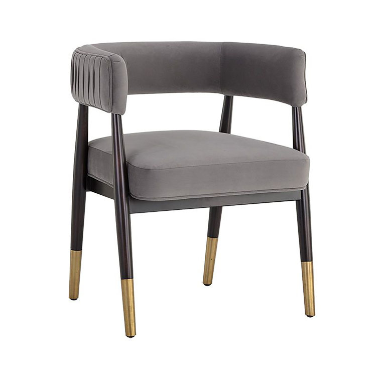 Antonio Charcoal Upholstered Armchair with Gold Accents