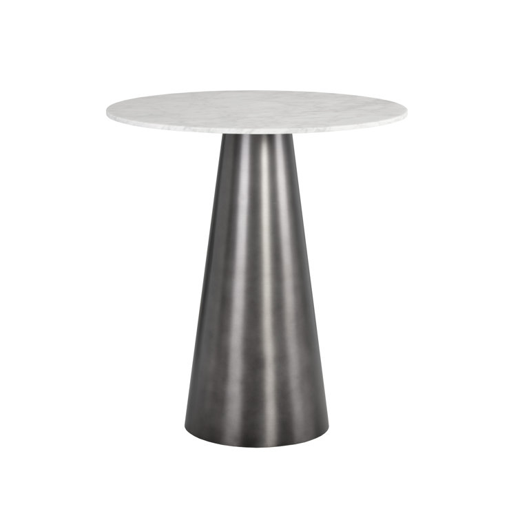 Transitional Round White Marble Counter Height Dining Table