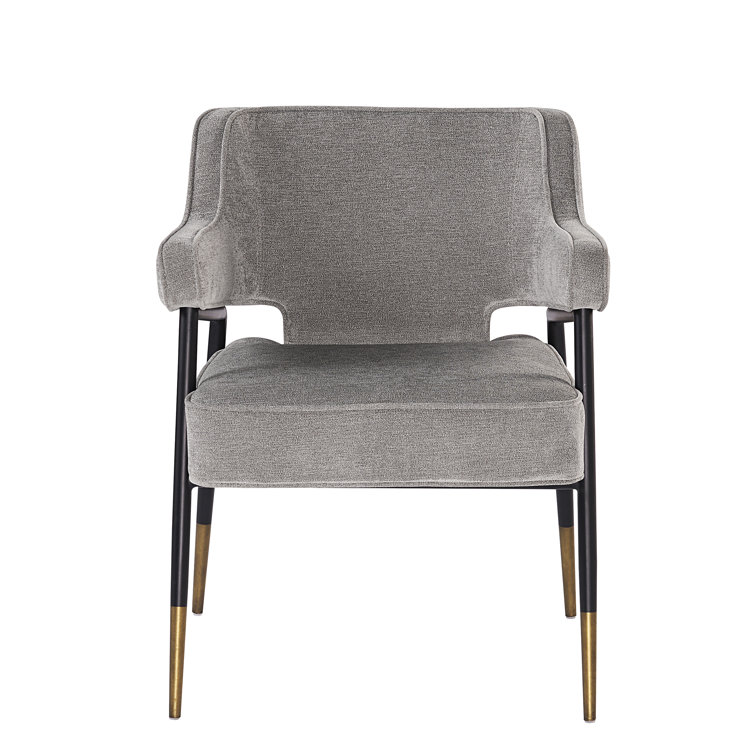 Gray Polo Club Stone Metal Arm Chair with Gold Accents