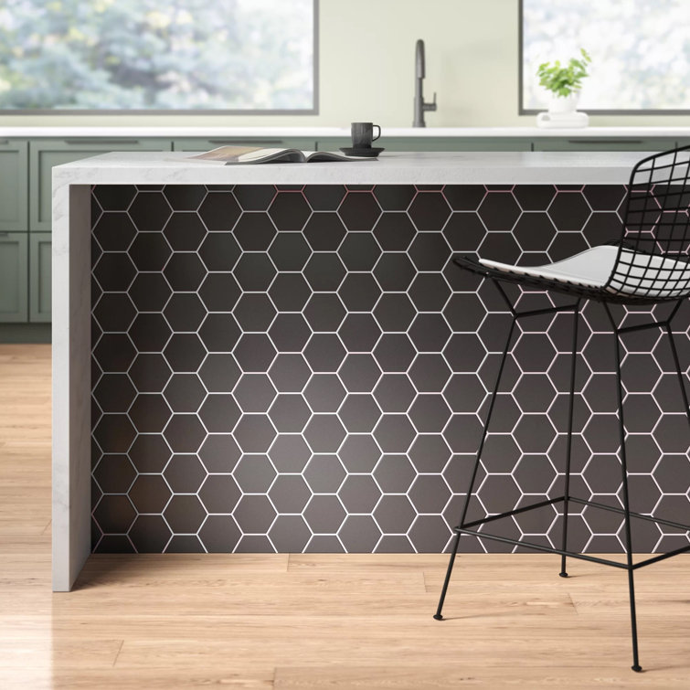 Gray Black Hexagon Matte Porcelain Mosaic Tile Sheet