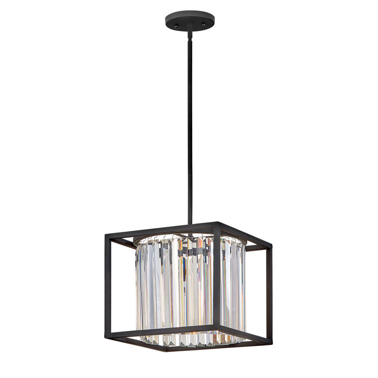 Giada Crystal Prism 1-Light LED Black Square Pendant