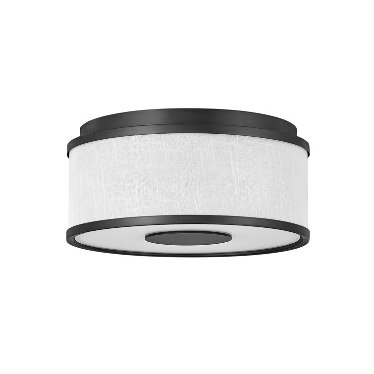 Black and Off-White LED Drum Flush Mount Light