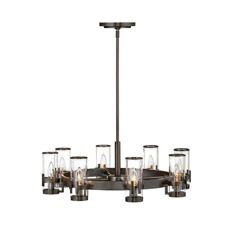 Reeve 27'' Black Oxide 8-Light Elegant Glass Cylinder Chandelier