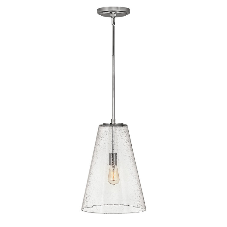 Polished Nickel Glass LED Single Pendant Light