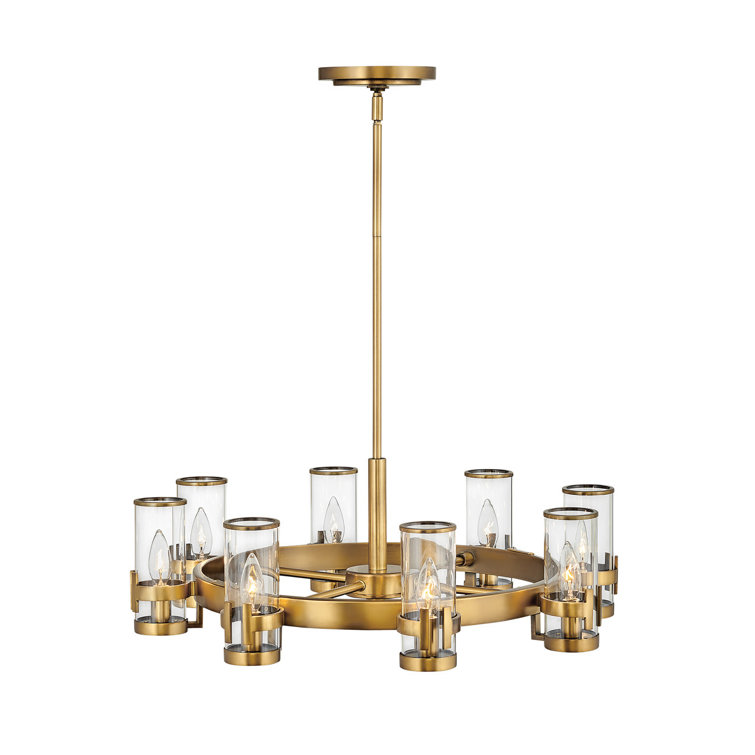 Reeve Heritage Brass 8-Light Wagon Wheel Chandelier with Clear Glass