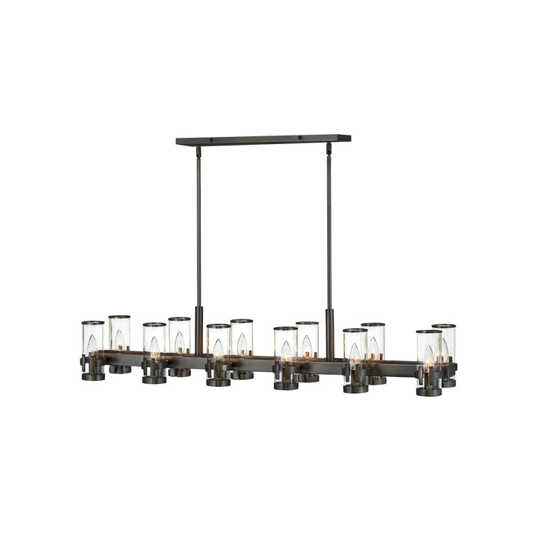 Black Oxide 12-Light Kitchen Island Pendant with Clear Glass