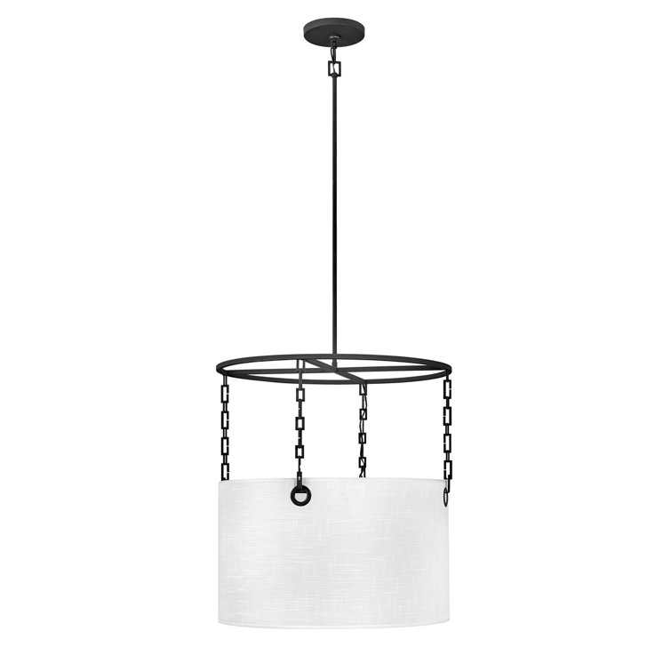 Tribeca 24" Black and White Linen Drum Chandelier