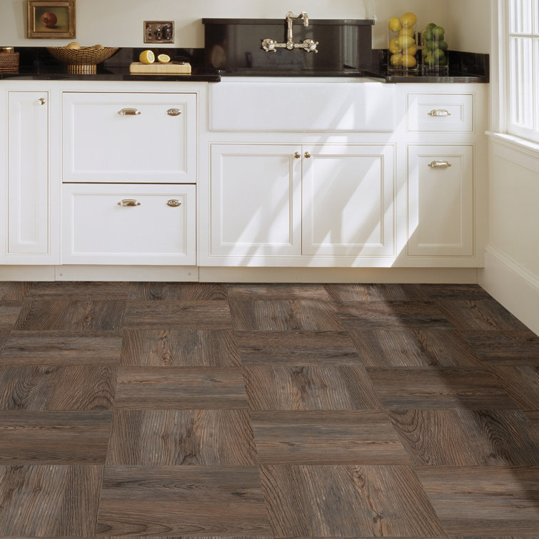 Rustic Brown and Gray Vinyl Peel and Stick Floor Tiles
