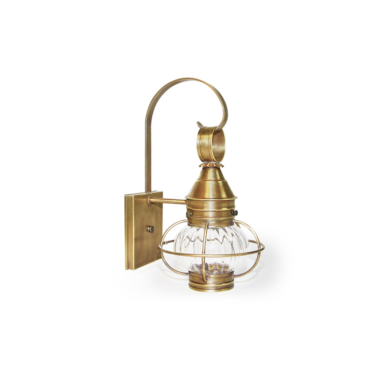 Antique Brass Optic Glass Outdoor Wall Lantern