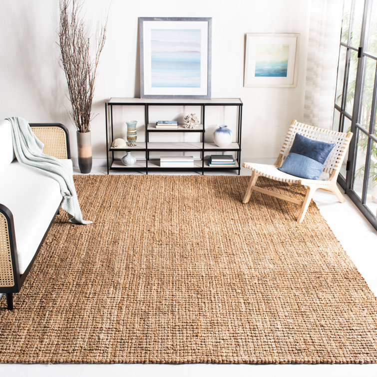 Natural Handwoven Wool and Jute Rectangular Rug, 5' x 8'