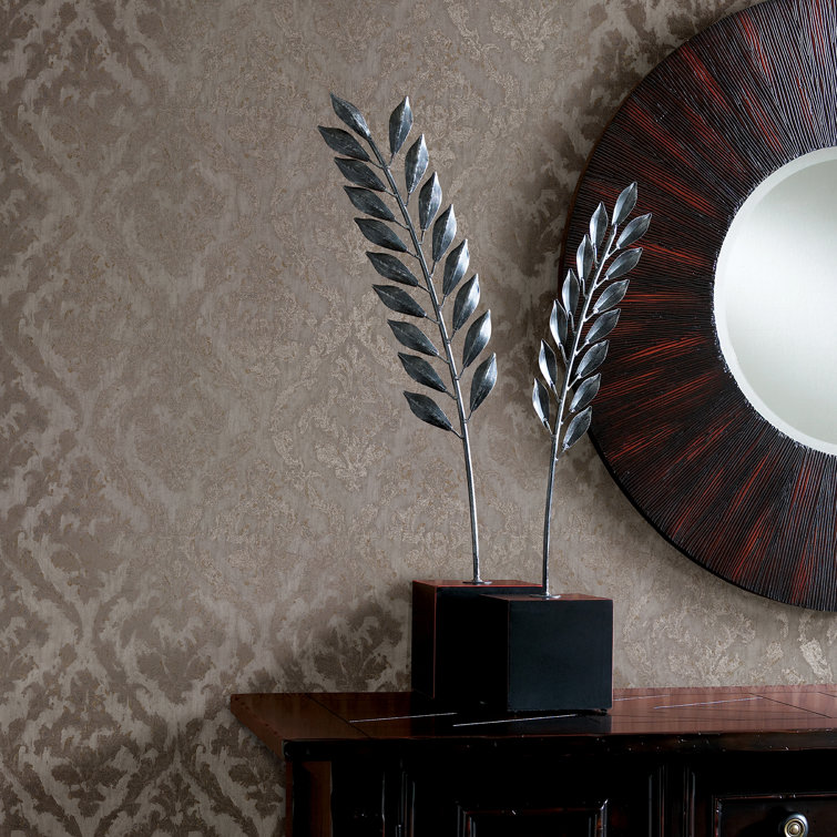 Bronze Semi-Gloss Non-Woven Damask Wallpaper Roll