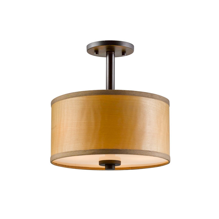 Brulee Brass Drum 3-Light Semi-Flush Ceiling Mount