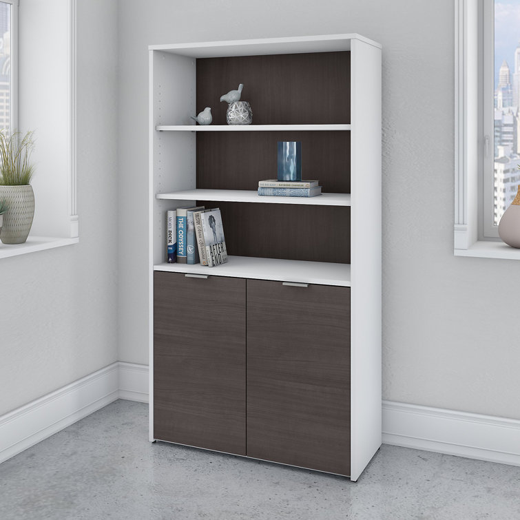 Jamestown 66" Storm Gray and White 5-Shelf Bookcase