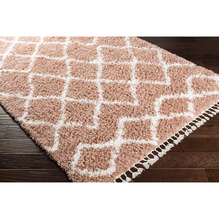 Blush Pink Geometric Shag 5' x 7' Area Rug
